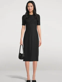 Zip-Front Midi Dress