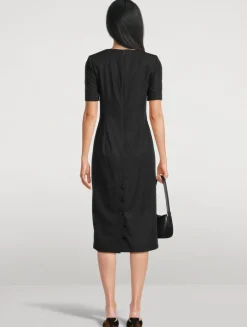 Zip-Front Midi Dress