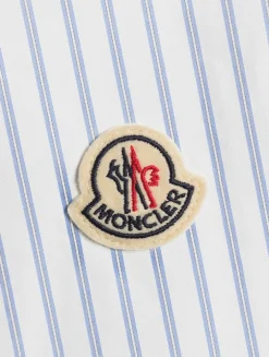 Zip-Front Shirt In Stripe Print