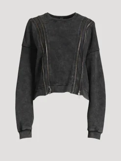 Zipper-Trimmed Sweatshirt