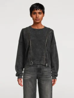 Zipper-Trimmed Sweatshirt